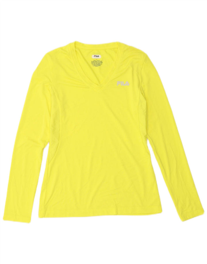 Top Feminino Fila Manga Longa UK 10 Pequeno Poliéster Amarelo