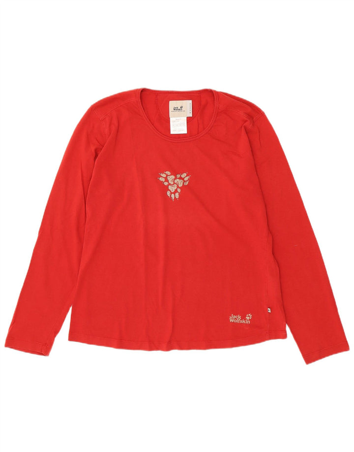 JACK WOLFSKIN Top gráfico feminino manga comprida Reino Unido 18 XL algodão vermelho