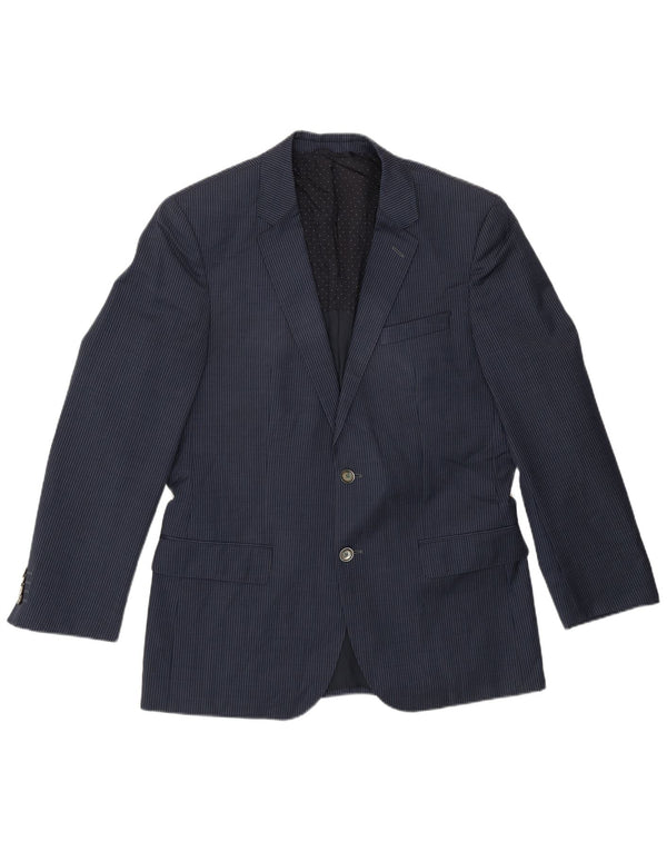 Jaqueta blazer masculina Hugo Boss com 2 botões UE 50 grande listra azul marinho