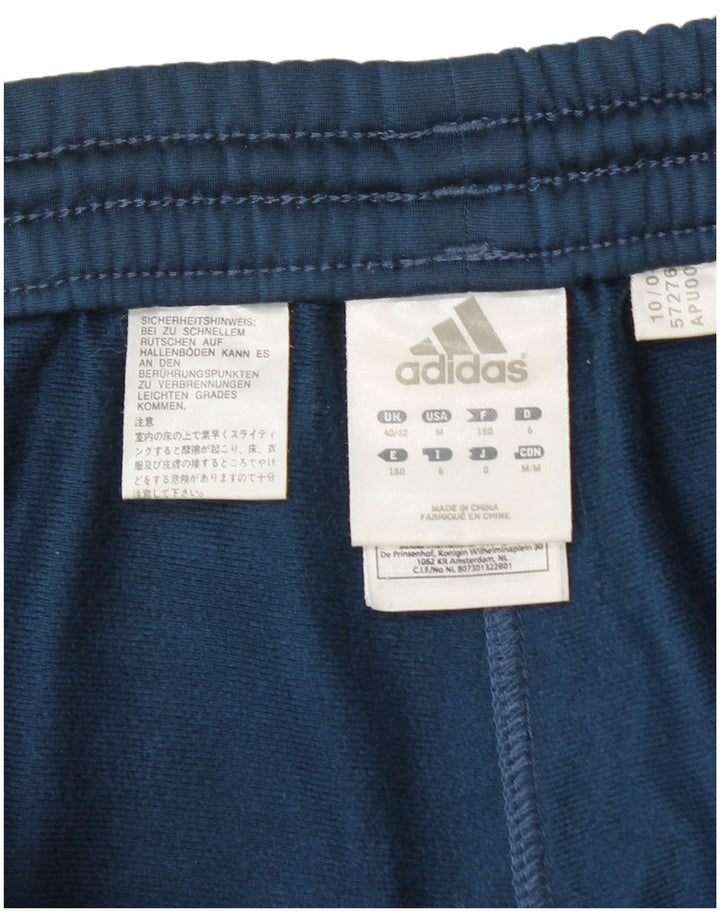 Calças de treino masculinas Adidas UK 40/42 poliéster azul médio