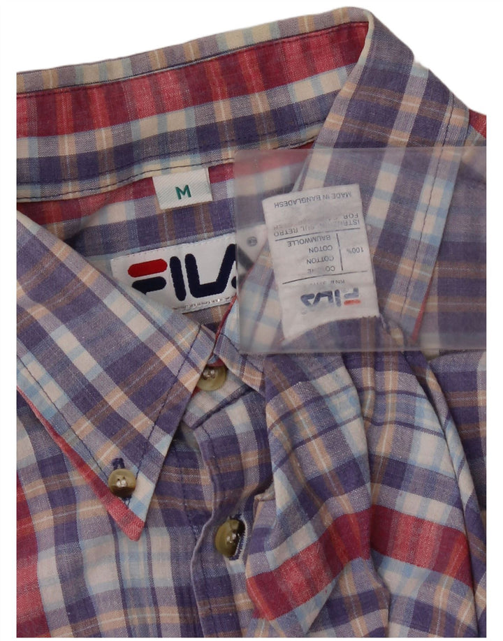 Camisa masculina de manga curta Fila de algodão xadrez médio multicolorido