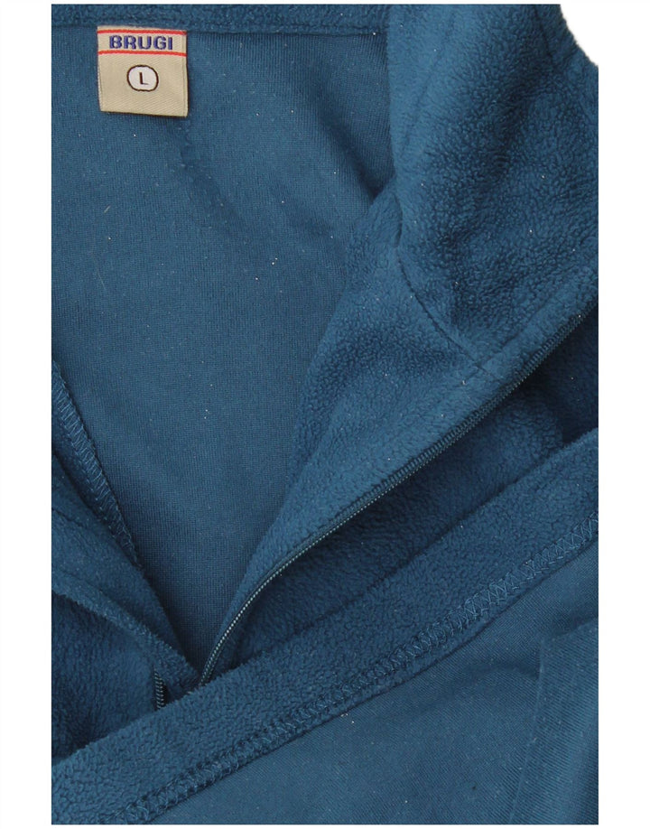 Suéter de lã masculino Brugi com zíper e gola grande azul