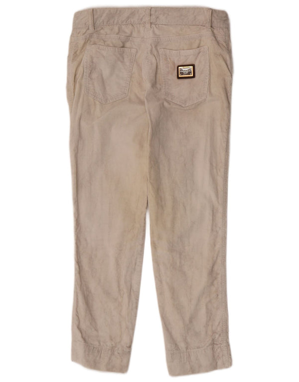 Calça feminina de veludo cotelê Dolce & Gabbana IT 42 Médio W28 L27 Bege