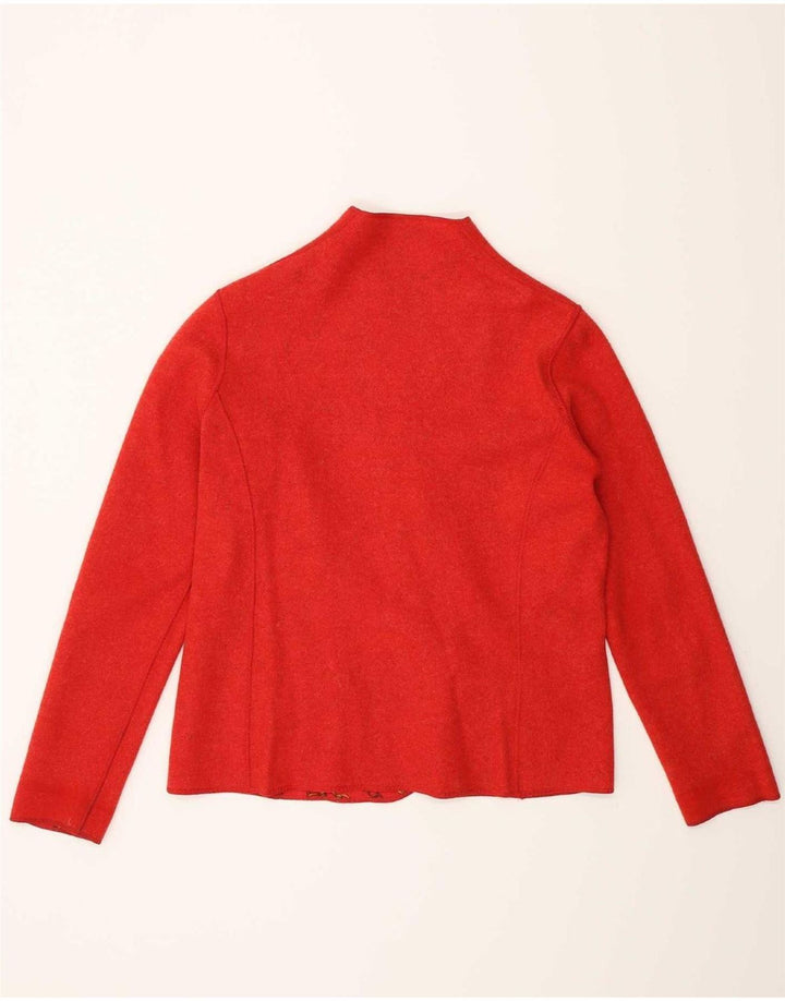 Jaqueta blazer reversível com padrão abstrato feminino vintage Reino Unido 14 vermelho médio