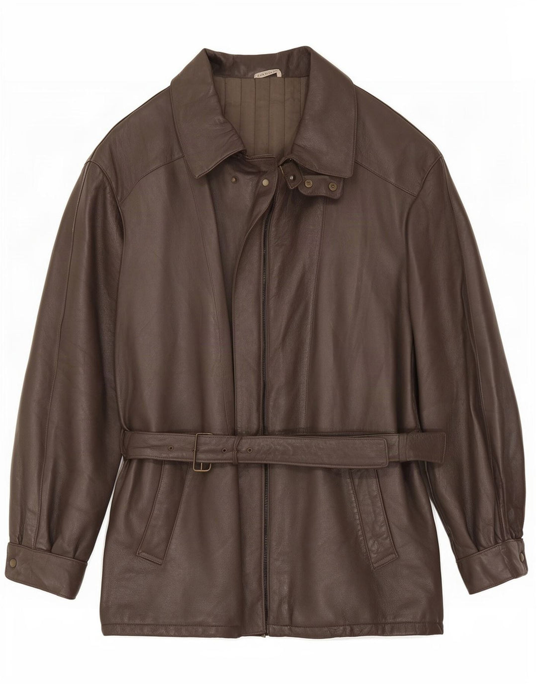 Jaqueta de couro masculina vintage IT 48 cinza médio