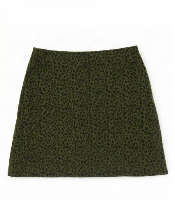 Zara Mini saia feminina Trafaluc média W28 verde animal print viscose