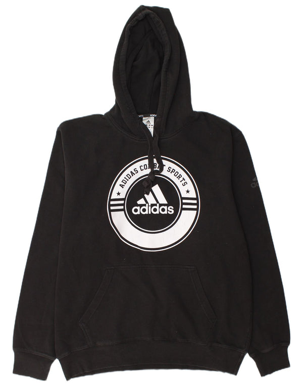 ADIDAS Mens Graphic Hoodie Jumper 2XL Algodão Preto