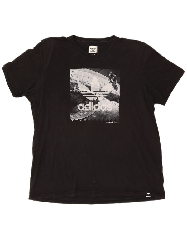 Camiseta gráfica masculina Adidas Top 2XL algodão preto
