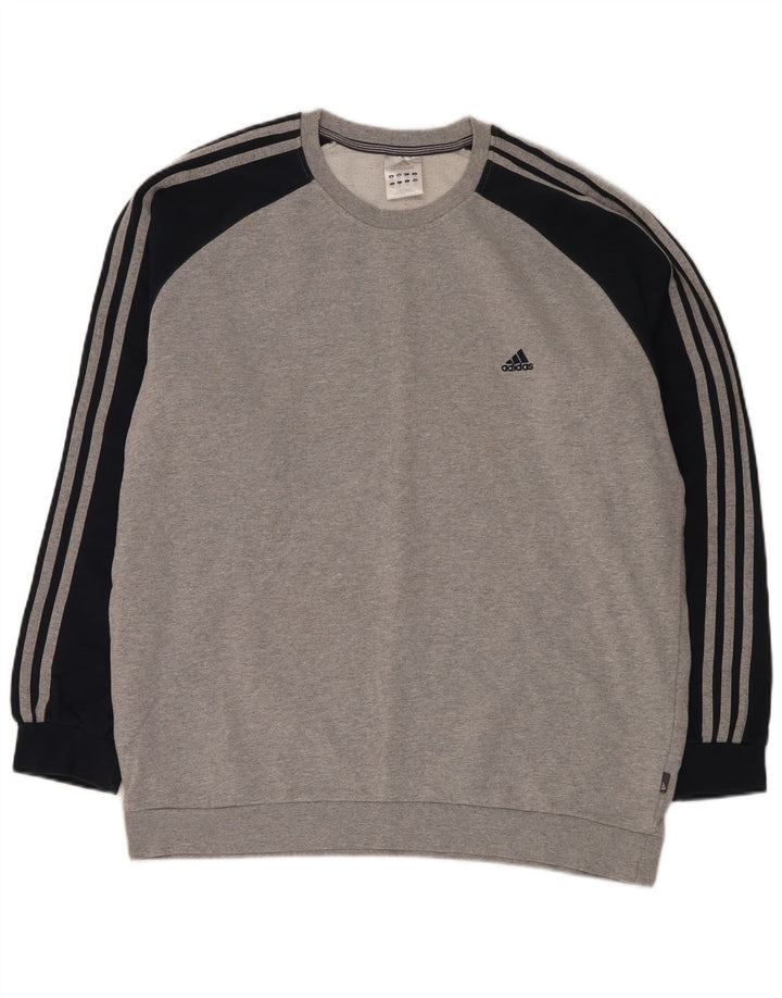 ADIDAS Mens Moletom Jumper 2XL Cinza Colourblock Algodão