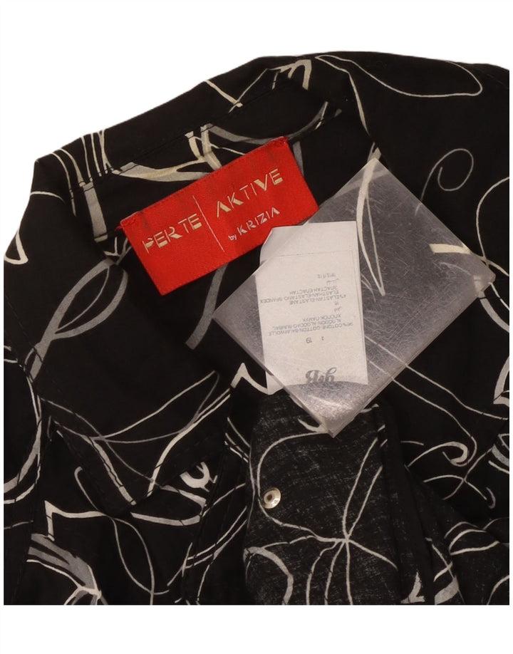 Jaqueta blazer feminina Perte by Krizia com 3 botões Reino Unido 12 médio preto floral