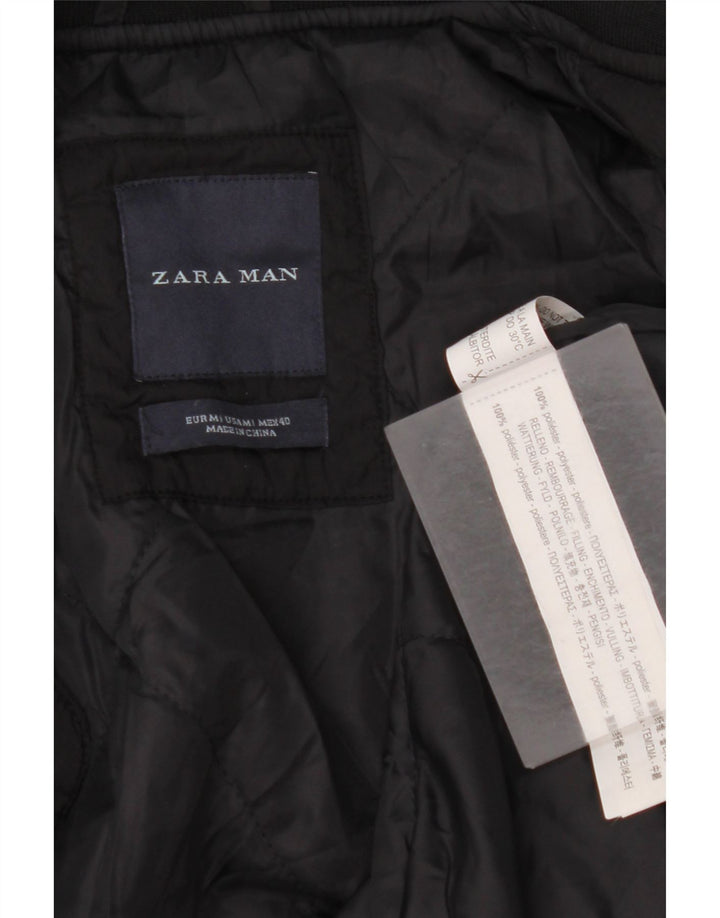 Jaqueta bomber masculina ZARA UK 38 poliéster preto médio