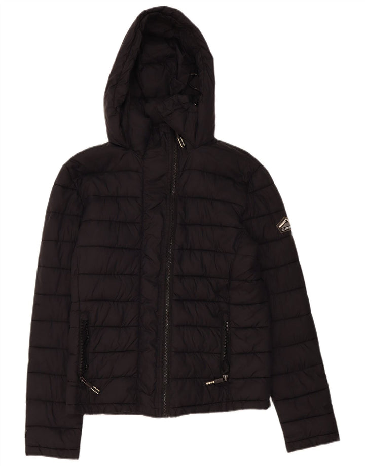 Jaqueta acolchoada com capuz feminina Superdry UK 14 poliéster preto médio