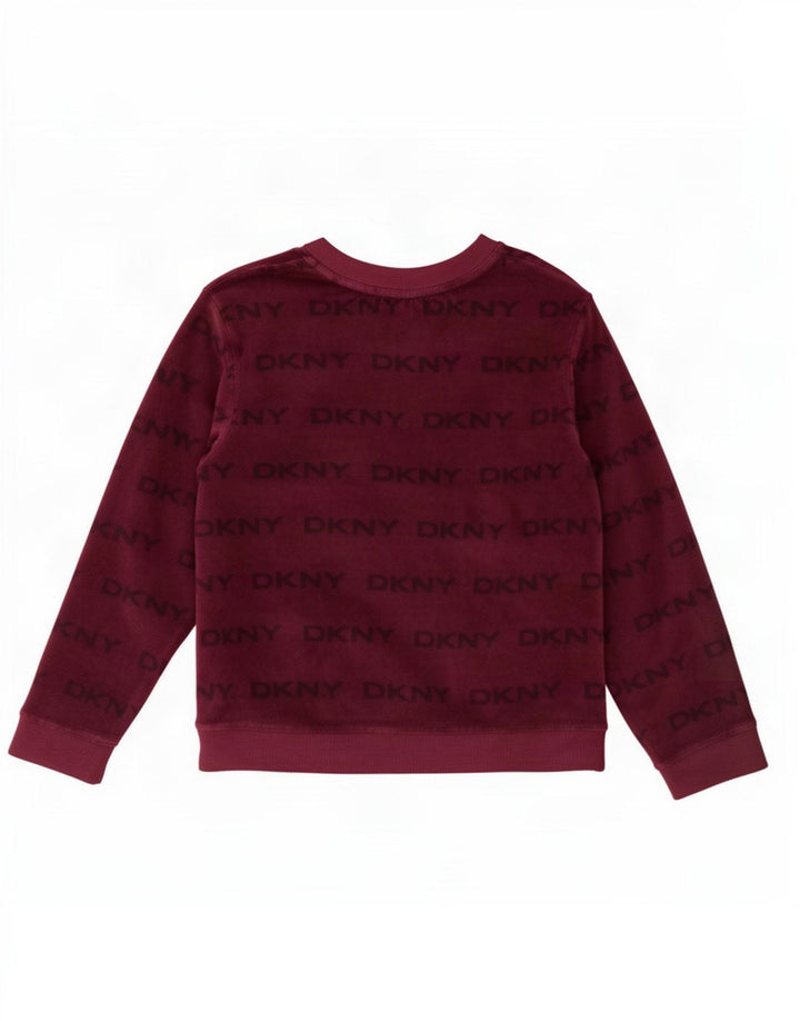 Dkny Top gráfico feminino manga comprida UK 18 XL marrom poliéster