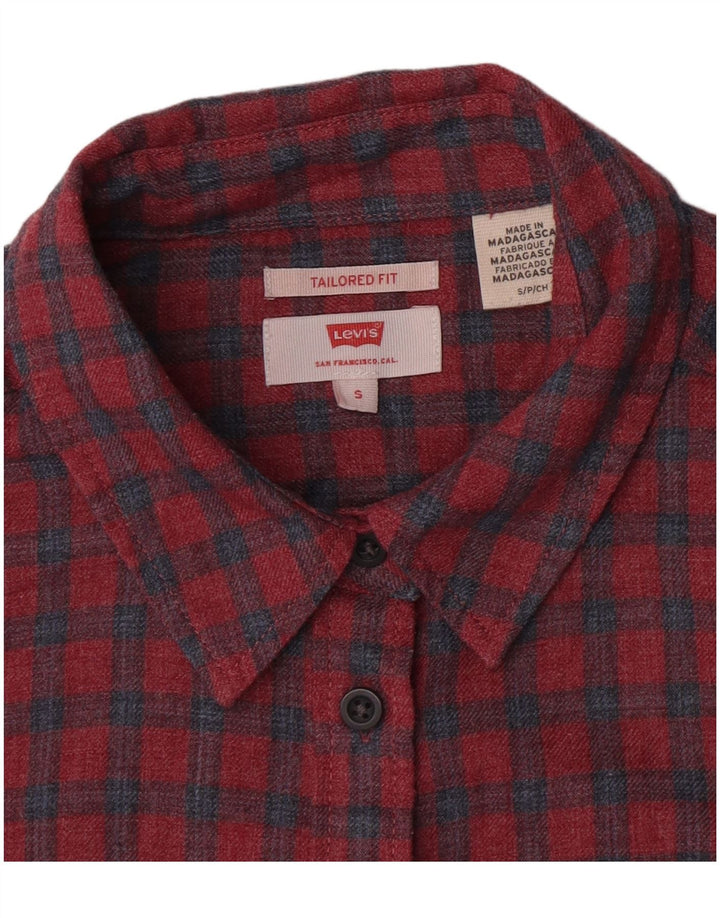 Camisa feminina Levi's de flanela sob medida UK 10 pequena xadrez vermelha