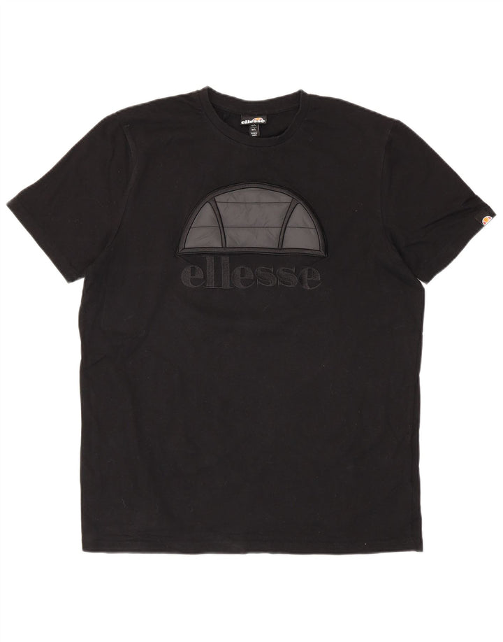 Camiseta masculina Ellesse com estampa gráfica grande de algodão preto