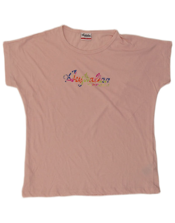 Camiseta feminina AUSTRALIAN L'ALPINA com estampa gráfica UK 18 XL algodão rosa