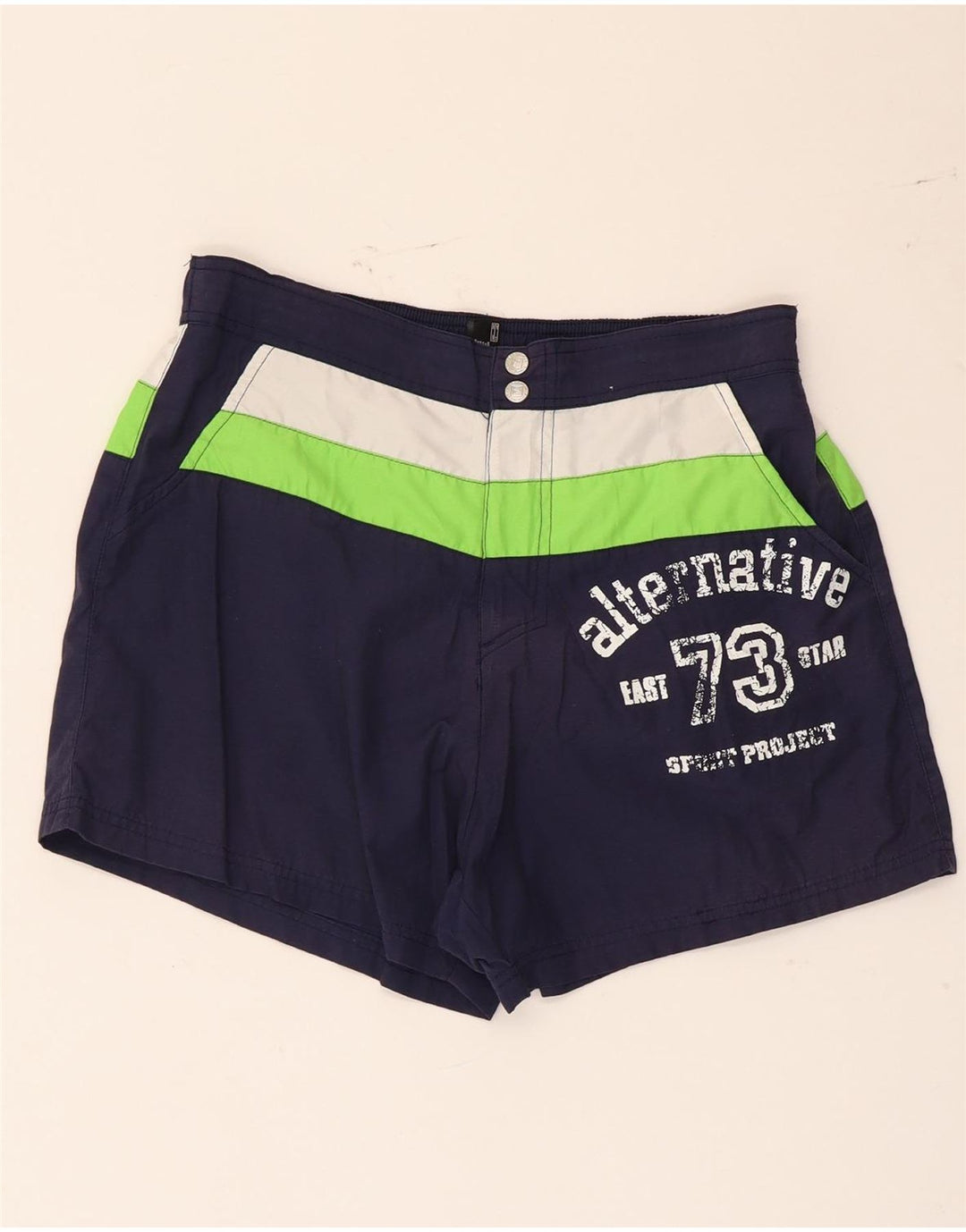 Shorts de natação masculino Fila Graphic pequeno poliéster colorblock azul marinho