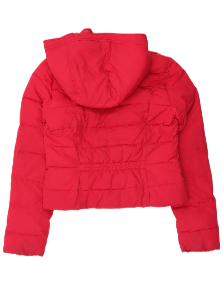 Jaqueta feminina acolchoada com capuz HOLLISTER UK 6 XS rosa poliéster