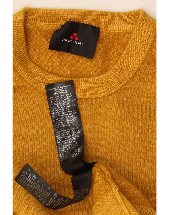 Suéter feminino PEUTEREY com gola redonda, tamanho UK 16, grande, lã amarela