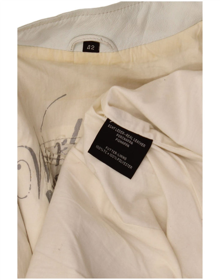 Jaqueta de couro feminina vintage EU 42 couro branco grande