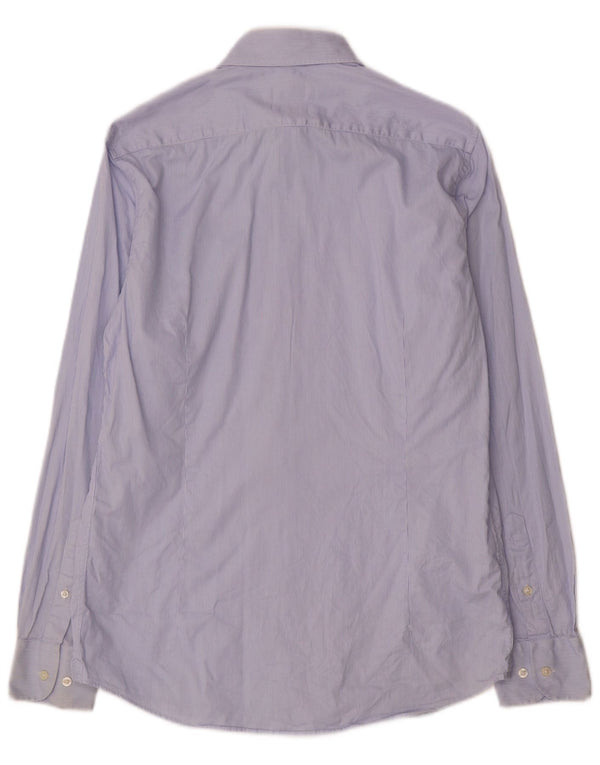 Camisa masculina Massimo Dutti tamanho 39 15 1/2 risca de giz azul médio