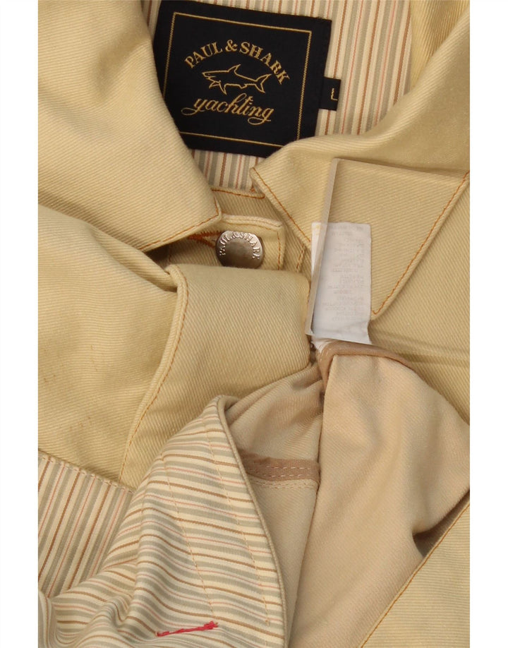 PAUL & SHARK Jaqueta jeans feminina para iate Reino Unido 16 grande algodão amarelo