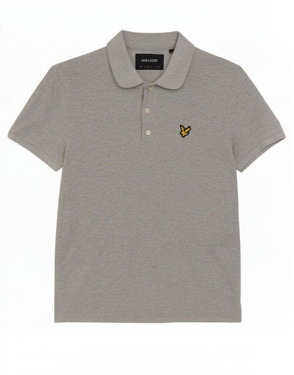 Camisa polo masculina Lyle & Scott algodão manchado cinza médio