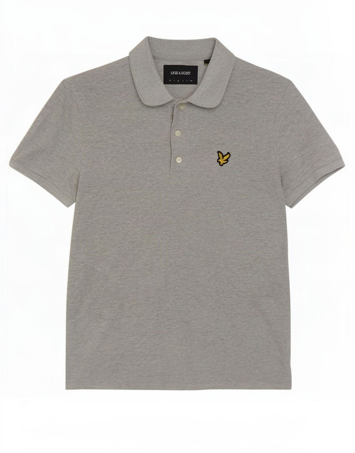 Camisa polo masculina Lyle & Scott algodão manchado cinza médio