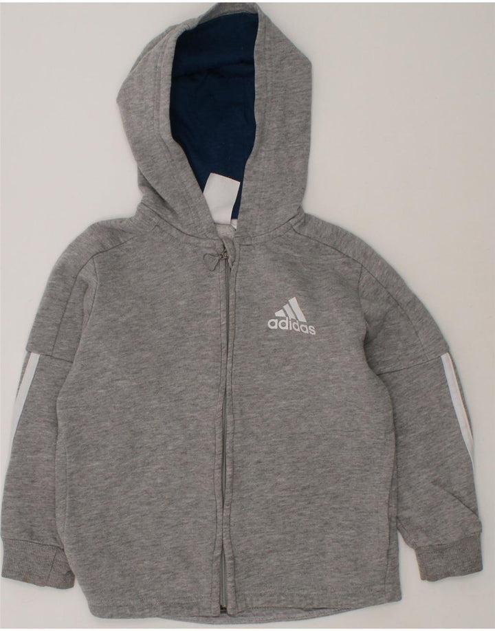 ADIDAS Boys Zip Hoodie Sweater 2-3 Years Grey Cotton Vintage Adidas and Second-Hand Adidas from Messina Hembry 