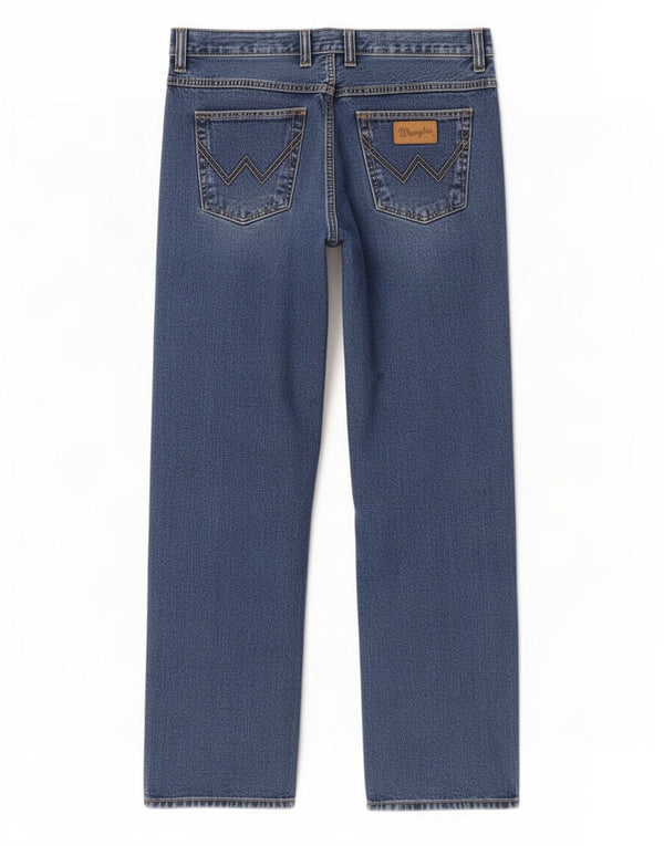 Wrangler Mens Straight Jeans W38 L32 Azul Algodão