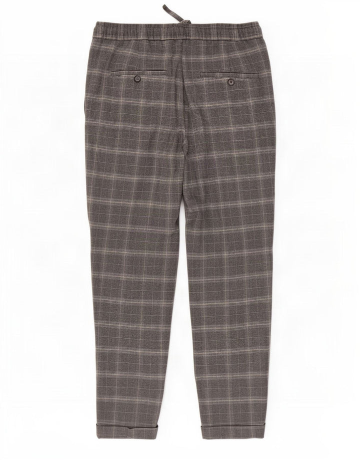 Calça Chino Cônica Masculina Zara Médio W31 L27 Poliéster Xadrez Cinza