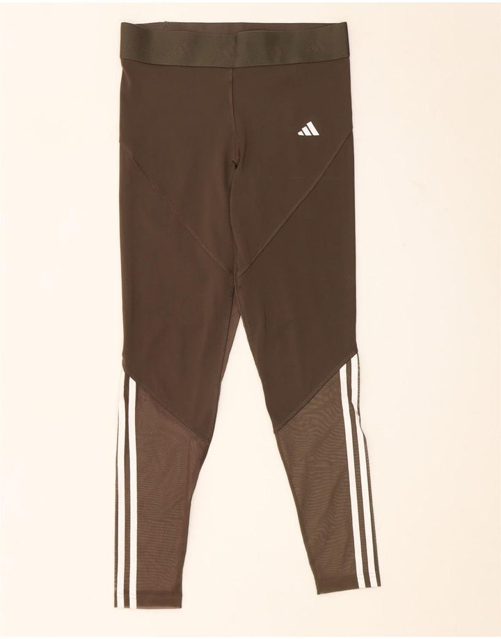 Adidas Womens Graphic Leggings UK 12/14 Médio Cáqui Poliéster