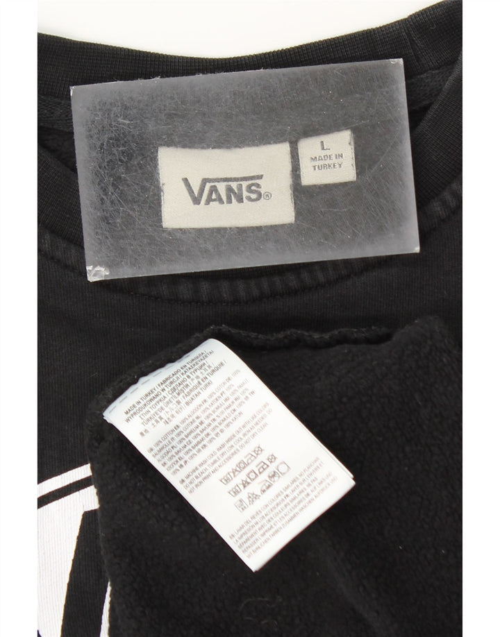 VANS Womens Graphic Sweatshirt Jumper UK 14 Large Black Cotton