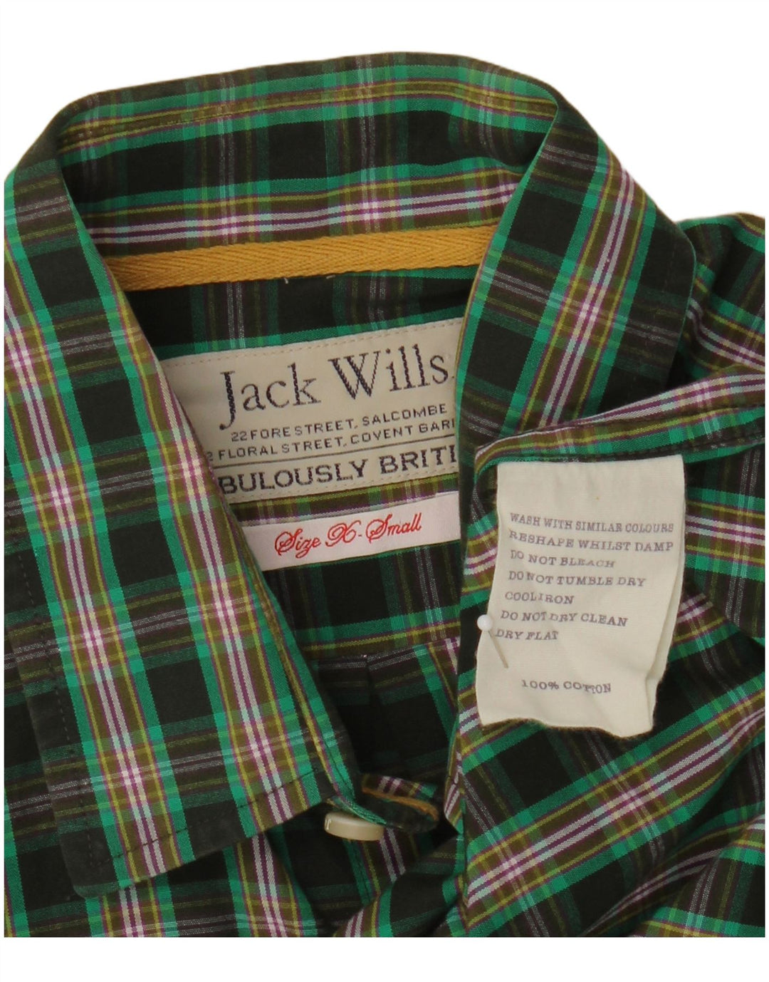 Camisa masculina Jack Wills XS verde xadrez algodão