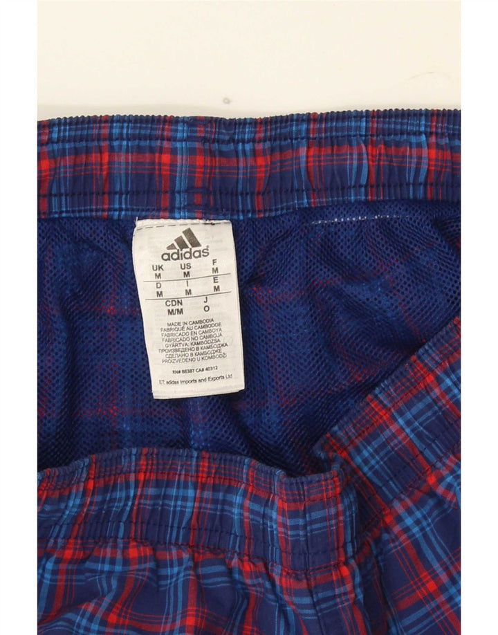 Adidas Mens Sport Shorts Médio Azul Marinho Xadrez Poliéster