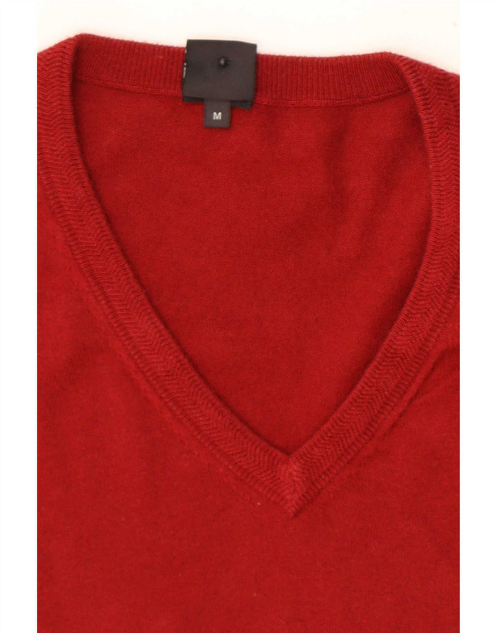 Hugo Boss Suéter masculino regular com decote em V, bloco colorido vermelho médio