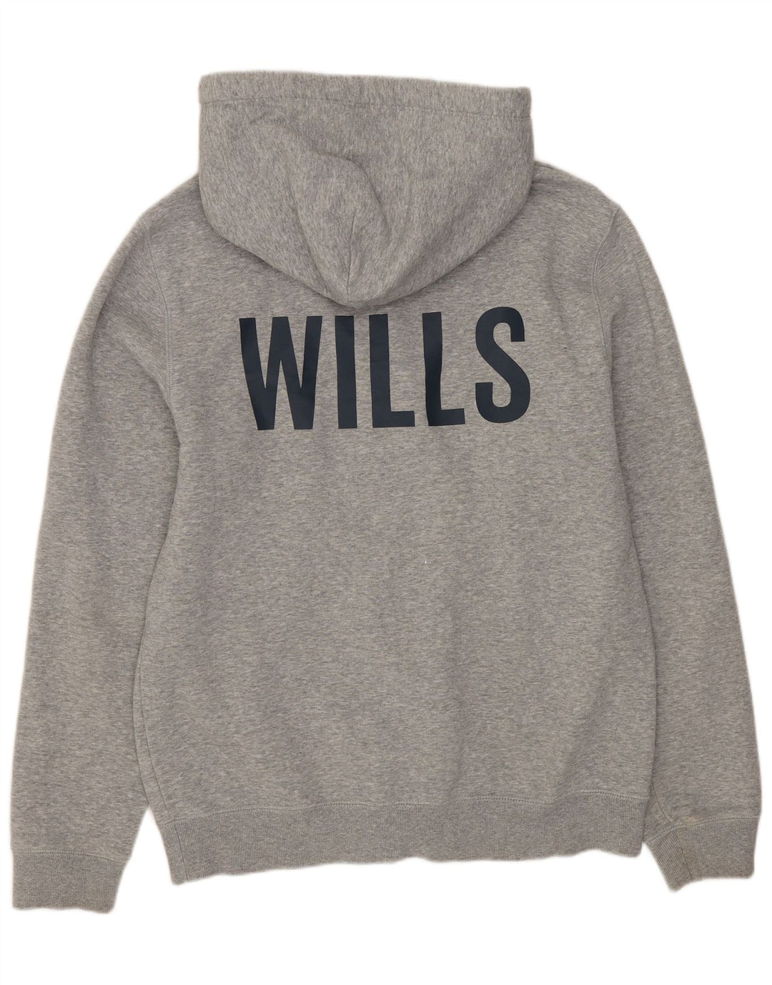 Suéter feminino Jack Wills com capuz e zíper gráfico Reino Unido 14 cinza médio manchado