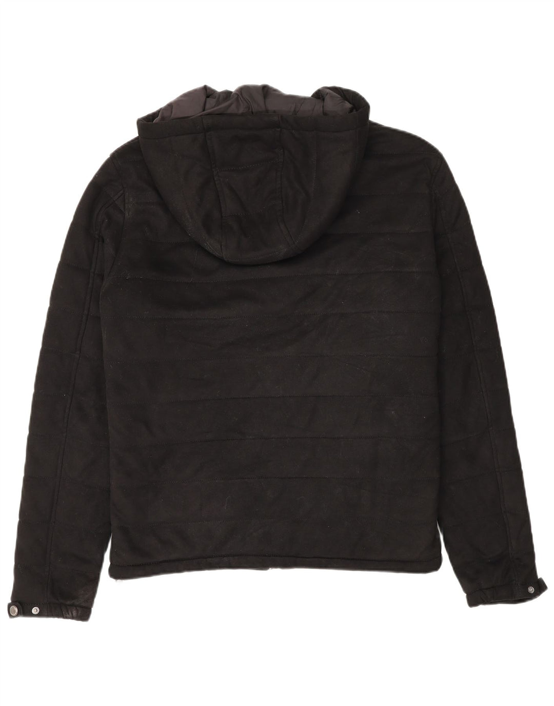 Jaqueta acolchoada com capuz masculina Zara UK 38 poliéster preto médio