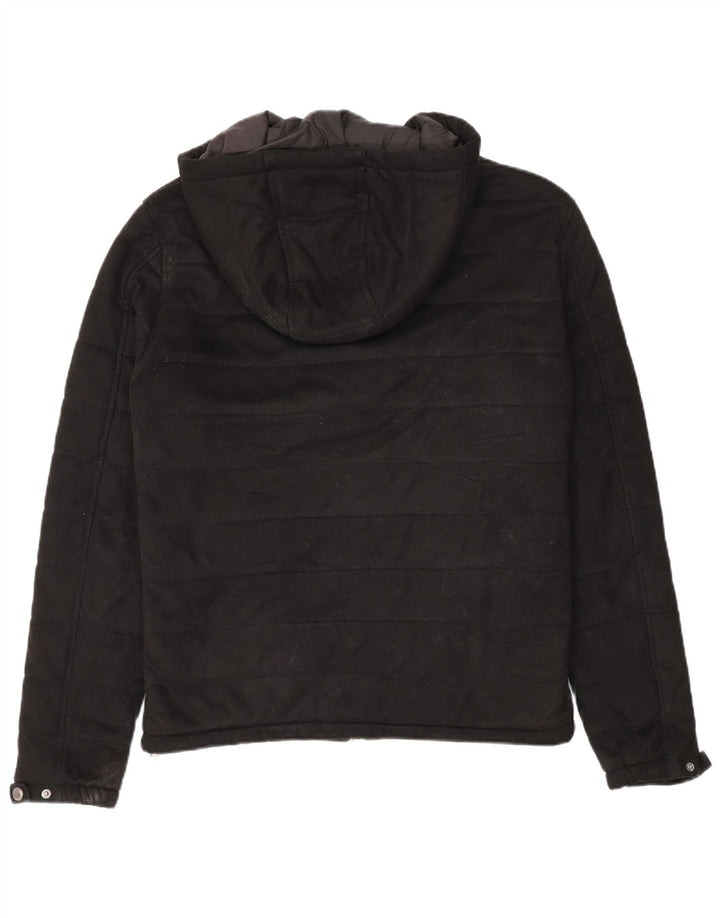 Jaqueta acolchoada com capuz masculina Zara UK 38 poliéster preto médio
