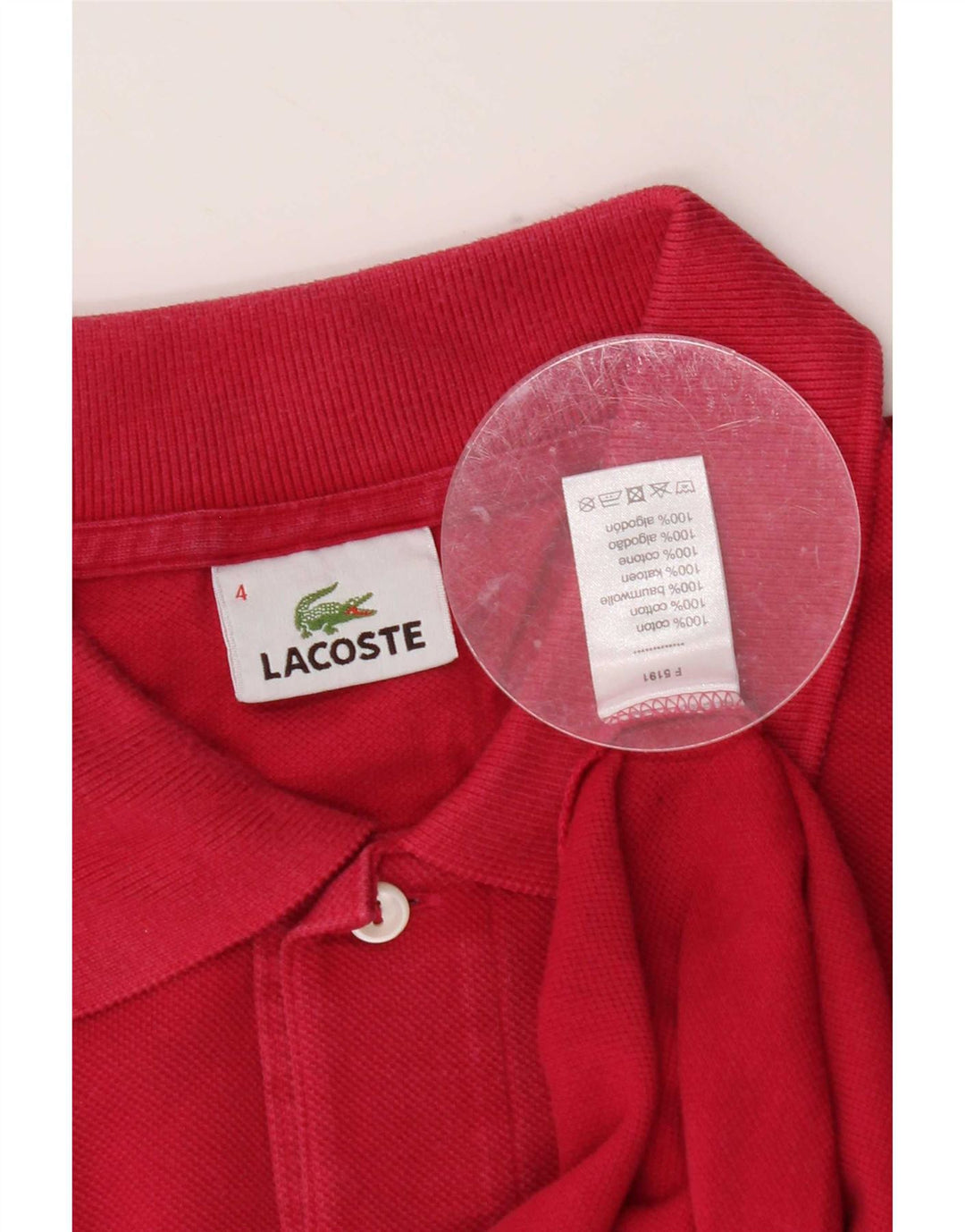 Camisa polo masculina Lacoste tamanho 4 médio algodão rosa