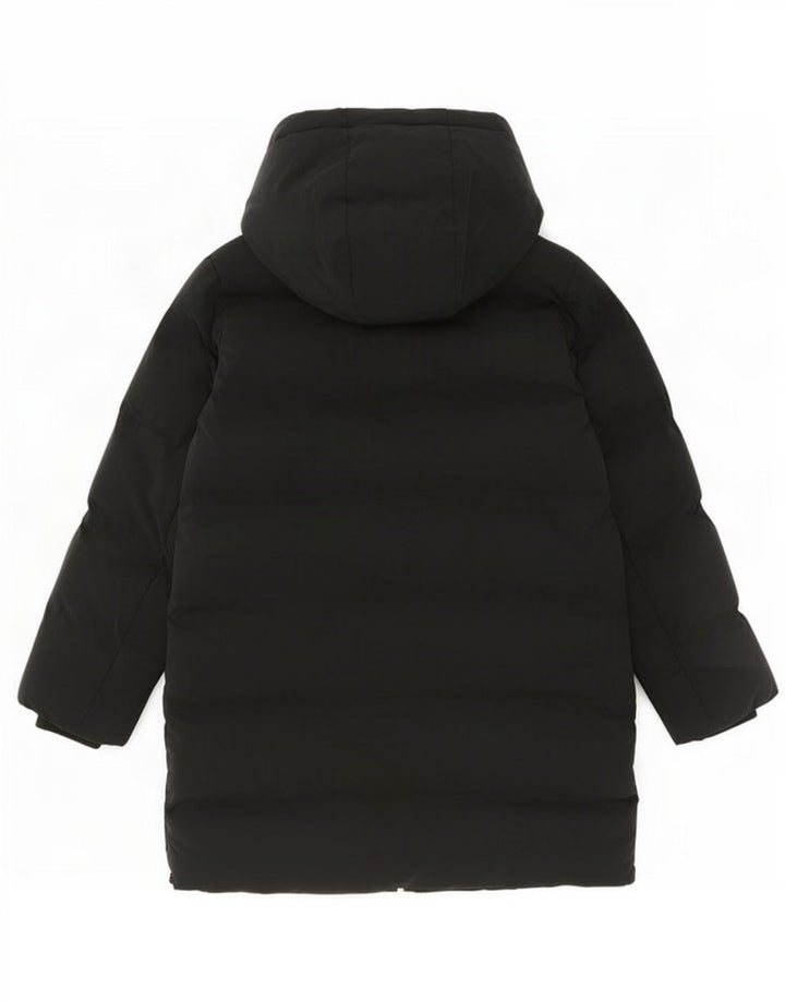 Casaco acolchoado com capuz feminino Zara UK 14 poliéster preto médio