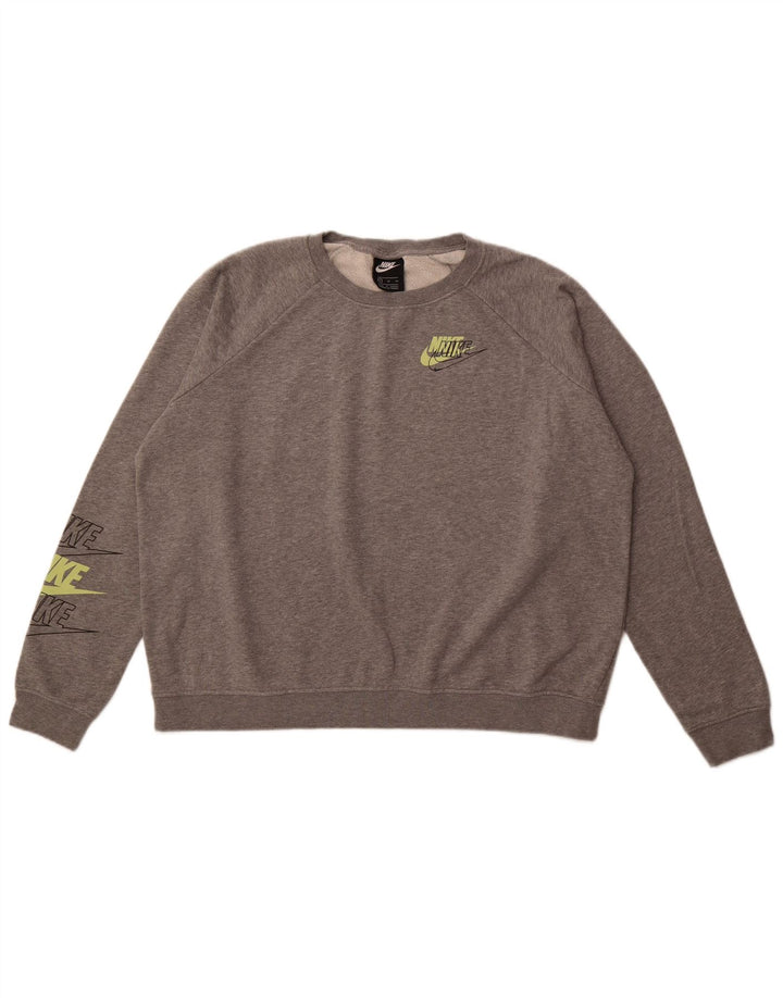 NIKE Mens Graphic Moletom Jumper XL Cinza Algodão
