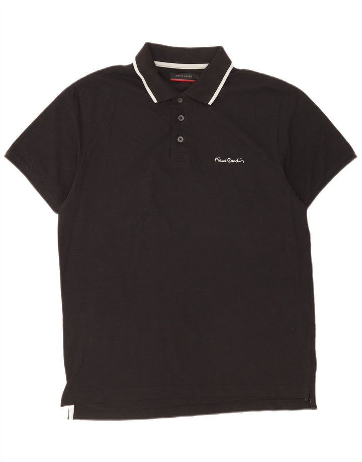 Camisa polo masculina Pierre Cardin grande algodão preto