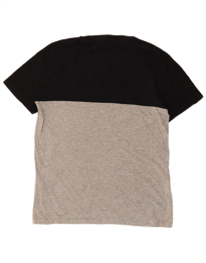 JACK & JONES Camiseta masculina gráfica Top médio preto colorblock algodão