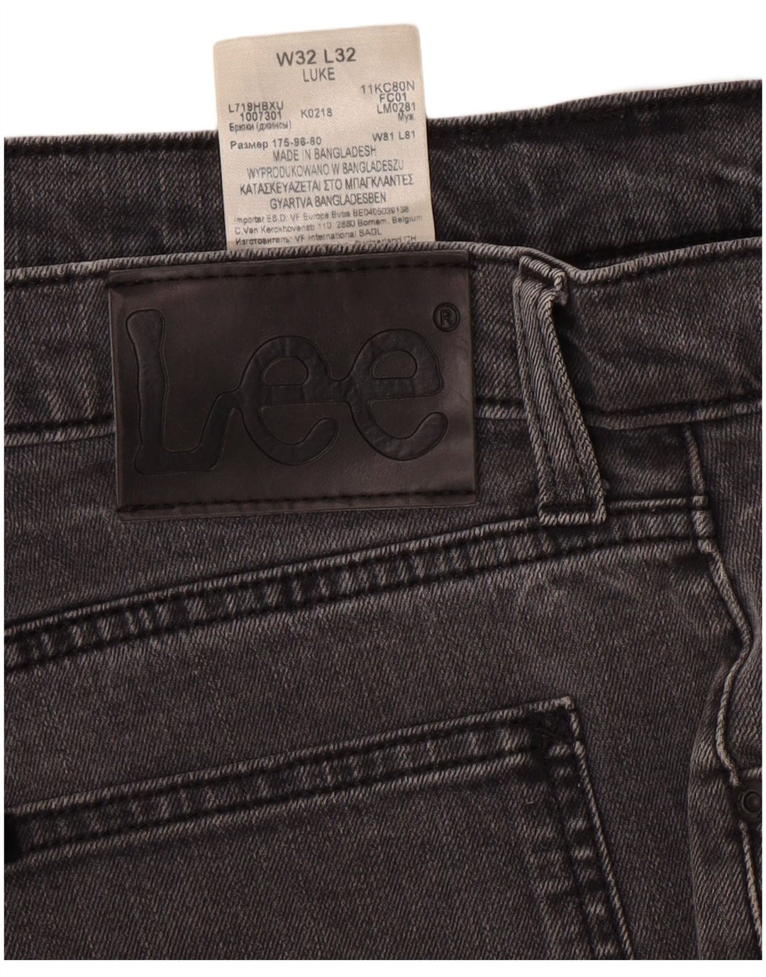 LEE Womens Luke Slim Jeans W32 L32 Cinza Algodão