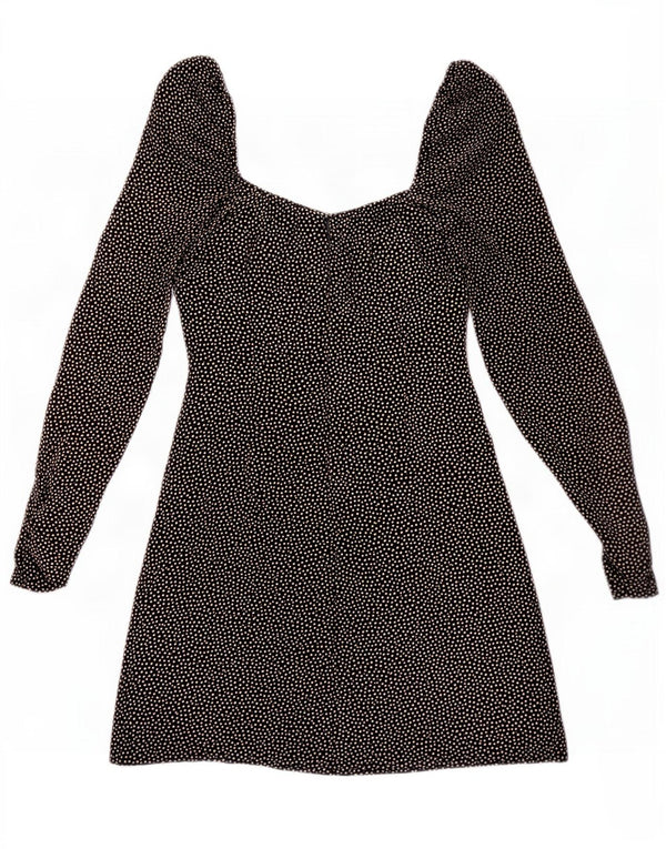 Mini vestido feminino Zara com ombros de fora UK 6 XS preto manchado