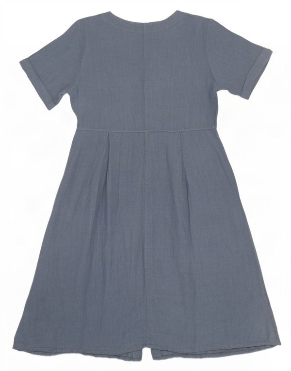 Vestido feminino WoolOvers A-Line UK 14 grande linho azul