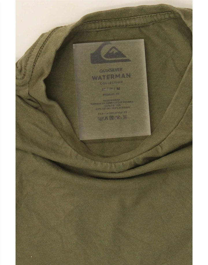 Camiseta masculina Quiksilver Regular Fit com estampa gráfica de algodão cáqui médio