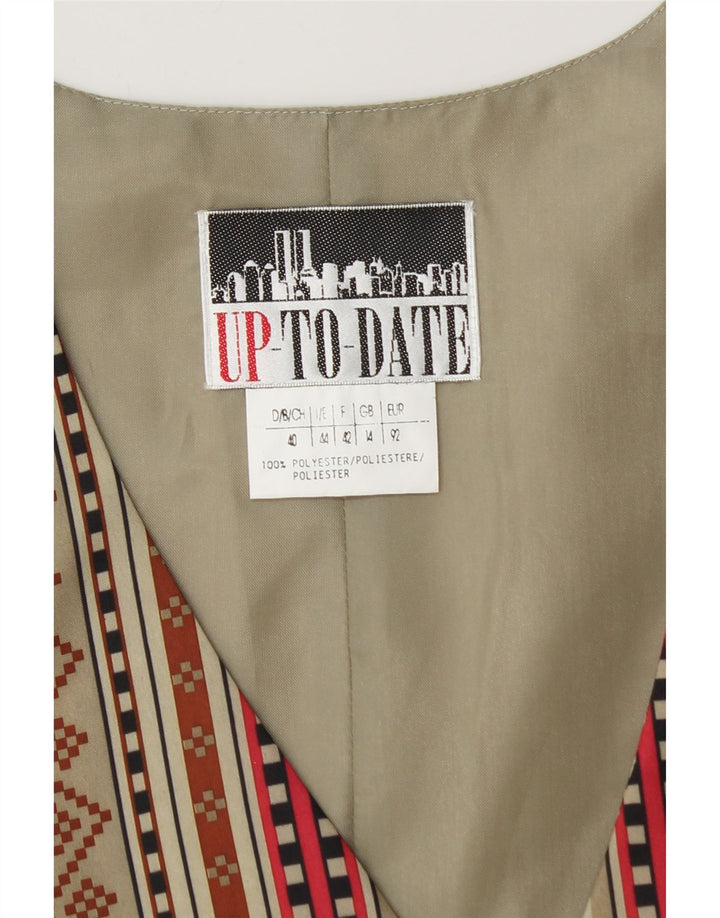 Colete feminino vintage UK 14 poliéster geométrico multicolorido médio