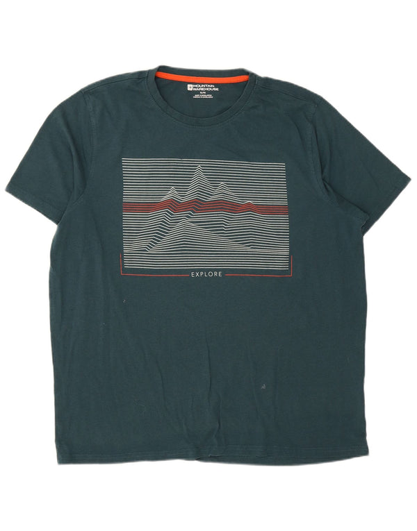 Camiseta gráfica masculina Mountain Warehouse Top XL algodão verde